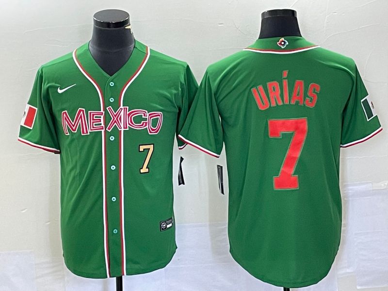 Men 2023 World Cub Mexico #7 Urias Green orange Nike MLB Jersey